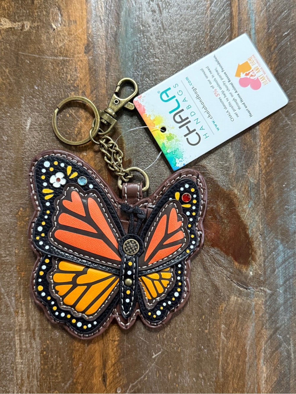 Chala Monarch Butterfly Vegan Leather Coin Purse Bag Charm NWT
